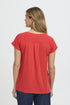 Fransa FRZawov Blouse Hibiscus Red Short Sleeve V-Notch Neck 20603737