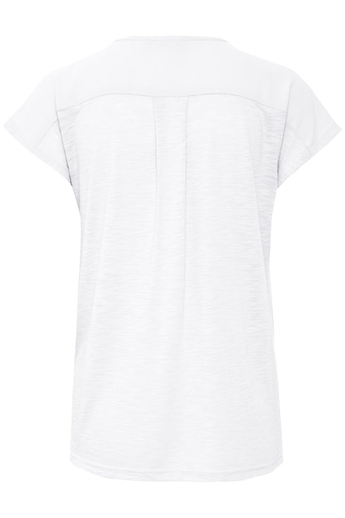 Fransa FRZawov Blouse Antique White Short Sleeve V-Notch Neck 20603737