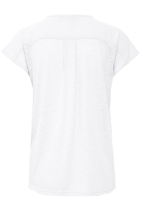 Fransa FRZawov Blouse Antique White Short Sleeve V-Notch Neck 20603737