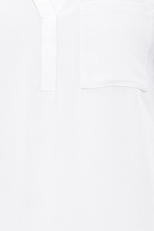 Fransa FRZawov Blouse Antique White Short Sleeve V-Notch Neck 20603737
