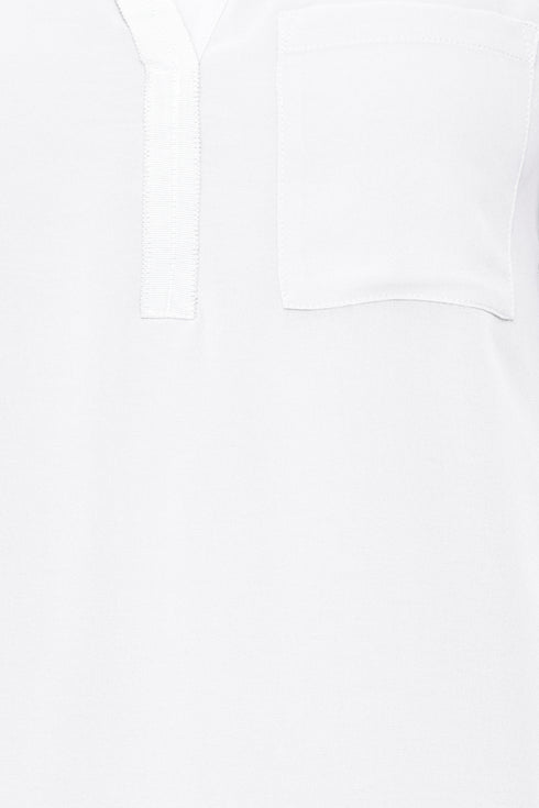 Fransa FRZawov Blouse Antique White Short Sleeve V-Notch Neck 20603737