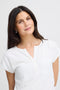 Fransa FRZawov Blouse Antique White Short Sleeve V-Notch Neck 20603737