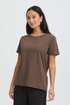 Fransa Womens Zashoulder Short Sleeve T-Shirt 20605388 - Rain Drum Brown