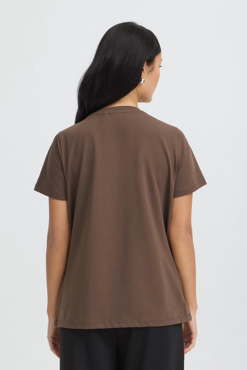 Fransa Womens Zashoulder Short Sleeve T-Shirt 20605388 - Rain Drum Brown