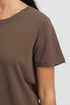 Fransa Womens Zashoulder Short Sleeve T-Shirt 20605388 - Rain Drum Brown