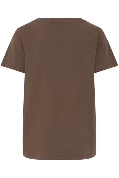 Fransa Womens Zashoulder Short Sleeve T-Shirt 20605388 - Rain Drum Brown