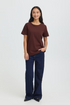 Fransa Womens Zashoulder Short Sleeve T-Shirt 20605388 - Rum Raisin / Red