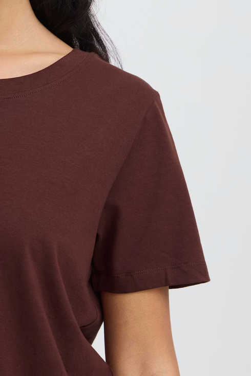 Fransa Womens Zashoulder Short Sleeve T-Shirt 20605388 - Rum Raisin / Red