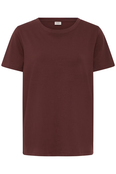 Fransa Womens Zashoulder Short Sleeve T-Shirt 20605388 - Rum Raisin / Red