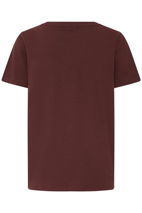 Fransa Womens Zashoulder Short Sleeve T-Shirt 20605388 - Rum Raisin / Red