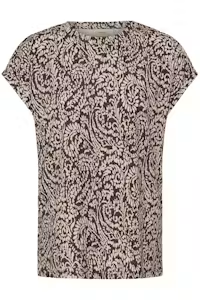 Fransa FRSEEN Printed Short Sleeve T-Shirt 20610634 AB - Aura Bloom Hot Fudge / Brown