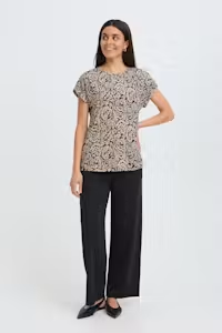 Fransa FRSEEN Printed Short Sleeve T-Shirt 20610634 AB - Aura Bloom Hot Fudge / Brown