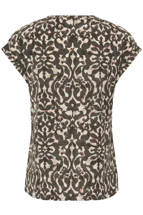 Fransa FRSEEN Printed T-Shirt – Boho Bloom Smokey Olive – 20610634