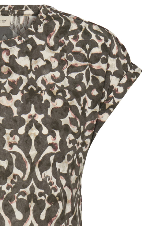 Fransa FRSEEN Printed T-Shirt – Boho Bloom Smokey Olive – 20610634