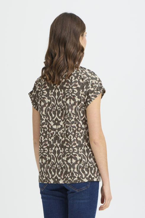 Fransa FRSEEN Printed T-Shirt – Boho Bloom Smokey Olive – 20610634