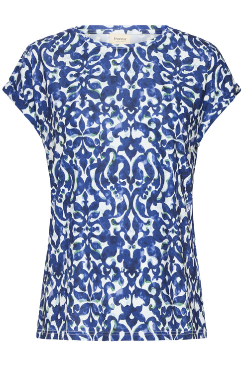 Fransa FRSEEN Floral Jersey T-Shirt – Boho Bloom Navy & Green – 20610634