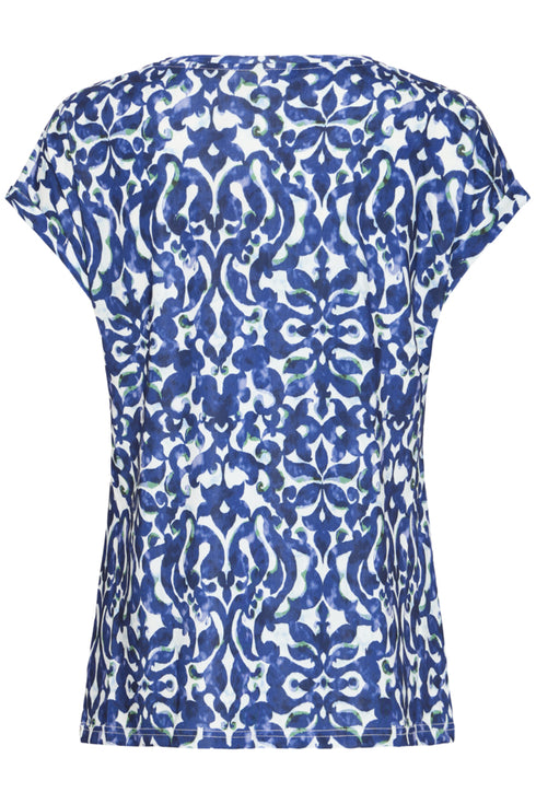 Fransa FRSEEN Floral Jersey T-Shirt – Boho Bloom Navy & Green – 20610634