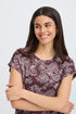 Fransa Womens Seen Floral Print Short Sleeve T-Shirt 20610634 GM - Garden Muse Port Royale