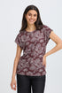 Fransa Womens Seen Floral Print Short Sleeve T-Shirt 20610634 GM - Garden Muse Port Royale