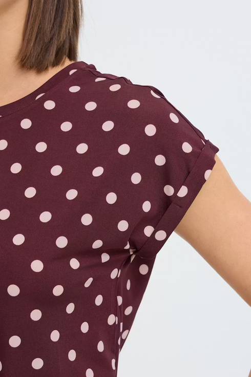 Fransa Womens Seen T-Shirt 20610634 - Port Royale Pink Dotty / Red