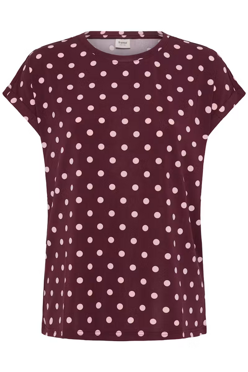 Fransa Womens Seen T-Shirt 20610634 - Port Royale Pink Dotty / Red