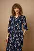Fransa Womens Lalu V-Neck Midi Dress 20613512 - Scatter Floral Salute Blue