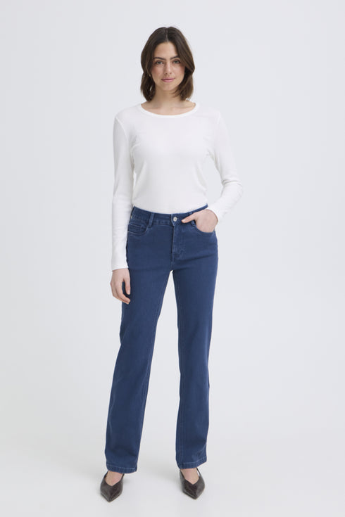 Fransa FRLUXE Mid-Rise Straight Leg Jeans – Mid Blue 30 – 20613554