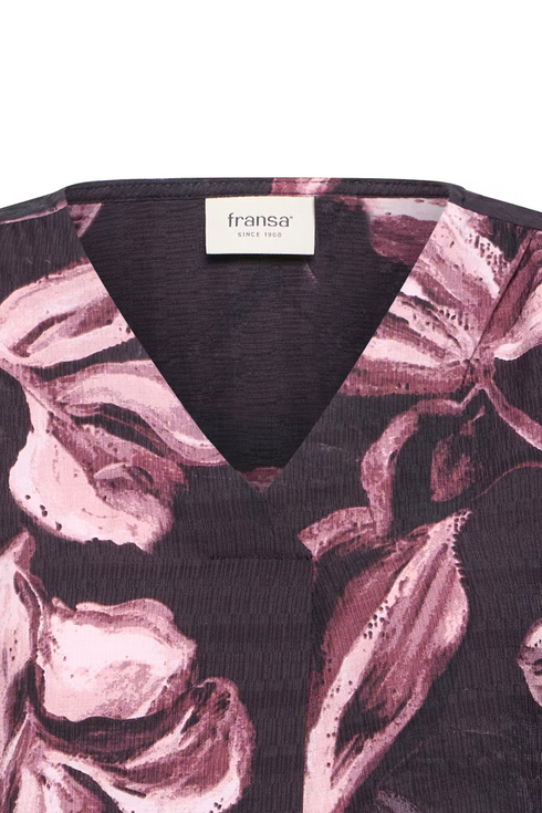 Fransa Ariana Long Sleeve Floral V-Neck Blouse 20614542 HP - Hp Floral Peachskin / Pink