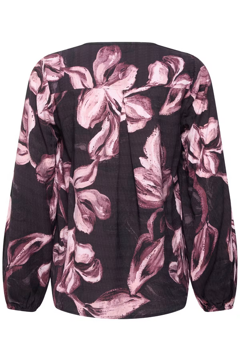Fransa Ariana Long Sleeve Floral V-Neck Blouse 20614542 HP - Hp Floral Peachskin / Pink