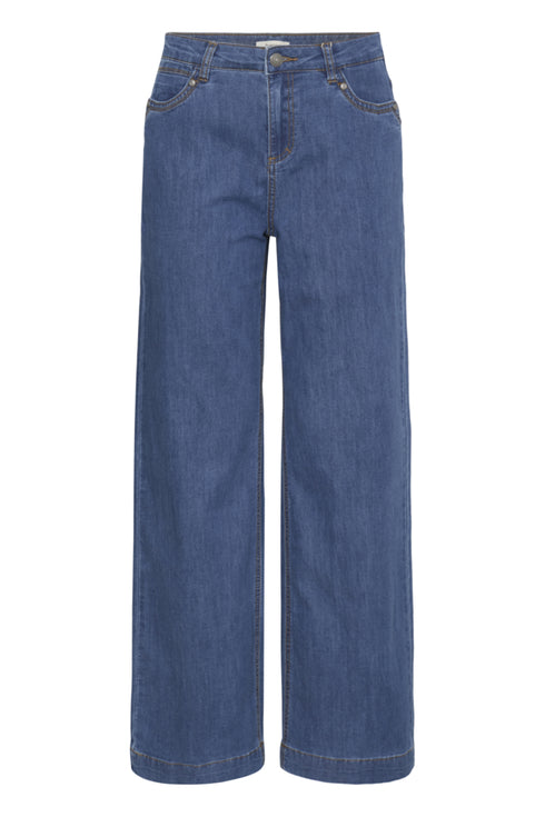 Fransa FRCHICAGO Hanna Mid Blue High Waist Wide Leg Jeans 20614692