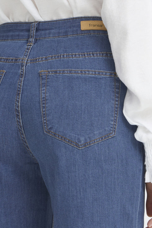 Fransa FRCHICAGO Hanna Mid Blue High Waist Wide Leg Jeans 20614692
