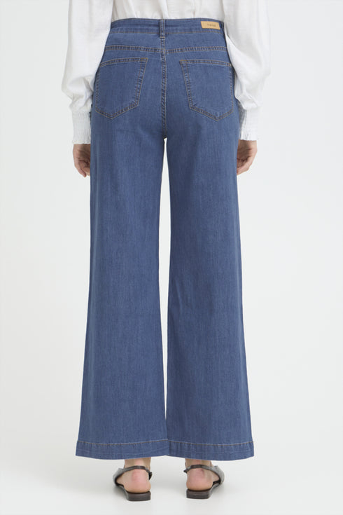 Fransa FRCHICAGO Hanna Mid Blue High Waist Wide Leg Jeans 20614692