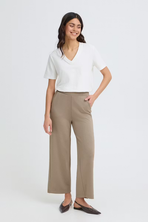 Fransa FRAURORA Wide Leg Trousers Mountain Trail Brown 7/8 Length 20615493
