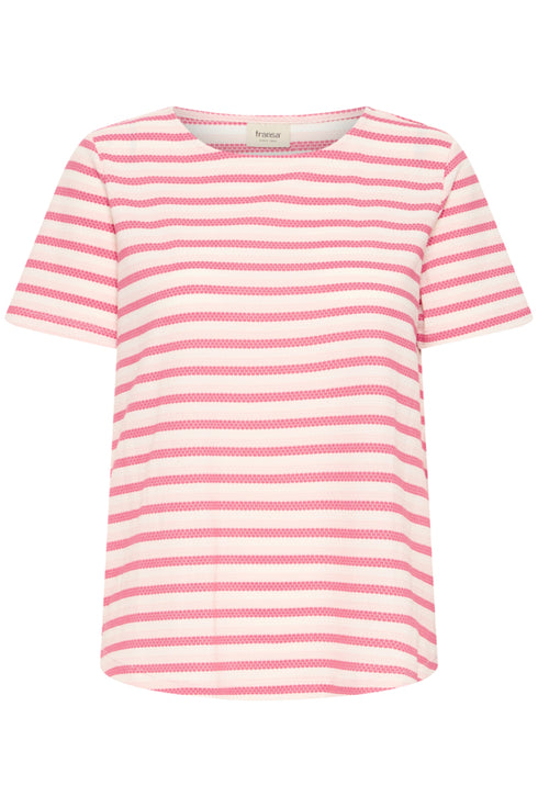 Fransa Womens Lotus Stripe/Pink FRJOSIE Striped T-Shirt 20615550