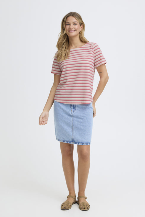 Fransa Womens Lotus Stripe/Pink FRJOSIE Striped T-Shirt 20615550