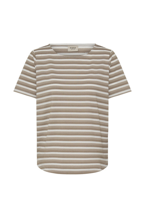 Fransa Womens Mountain Stripe/Brown FRJOSIE Striped T-Shirt 20615550