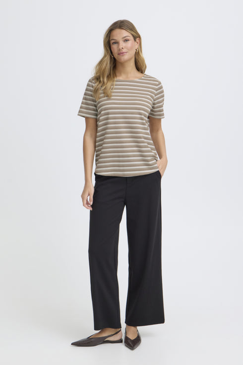 Fransa Womens Mountain Stripe/Brown FRJOSIE Striped T-Shirt 20615550