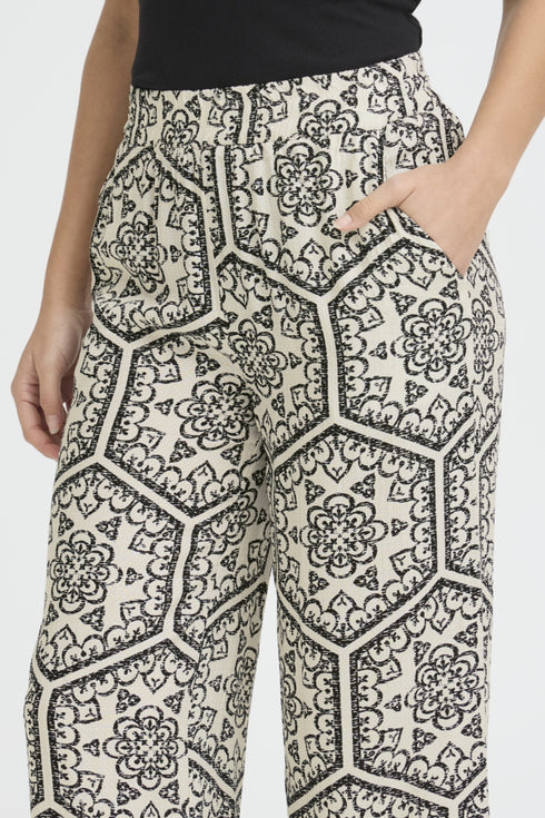 Fransa Womens FROLINE PA 1 Printed Viscose Relaxed Fit Trousers 20614399