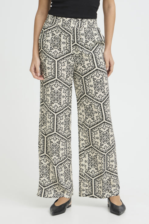Fransa Womens FROLINE PA 1 Printed Viscose Relaxed Fit Trousers 20614399