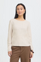 Fransa Womens Clea Long Sleeve T-Shirt 20618125 - Oatmeal Melange