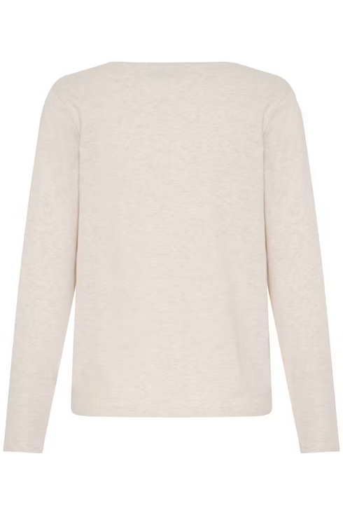 Fransa Womens Clea Long Sleeve T-Shirt 20618125 - Oatmeal Melange