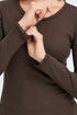 Fransa Womens Hizamond Lettuce Trim Long Sleeve Tee 20617415HOTF - Hot Fudge / Brown