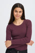 Fransa Womens Hizamond Lettuce Trim Long Sleeve Tee 20617415PORT - Port Royale / Red