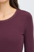 Fransa Womens Hizamond Lettuce Trim Long Sleeve Tee 20617415PORT - Port Royale / Red