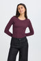 Fransa Womens Hizamond Lettuce Trim Long Sleeve Tee 20617415PORT - Port Royale / Red