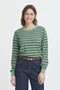 Fransa FRCAIA Geometric Knit Pullover – Bosphorus Green & Navy Stripe – 20617448