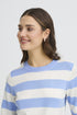 Fransa FRMARY Soft-Touch Mid-Sleeve Knit Top – Della Robbia Blue Stripe – 20617452