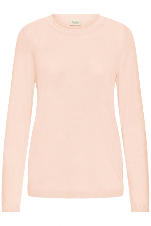 Fransa FRMARY Long Sleeve Scallop Detail Knit – Rose Smoke – 20617455