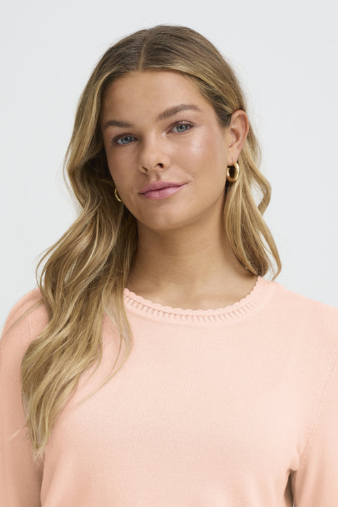 Fransa FRMARY Long Sleeve Scallop Detail Knit – Rose Smoke – 20617455
