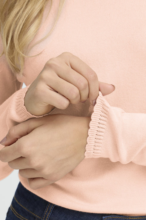 Fransa FRMARY Long Sleeve Scallop Detail Knit – Rose Smoke – 20617455
